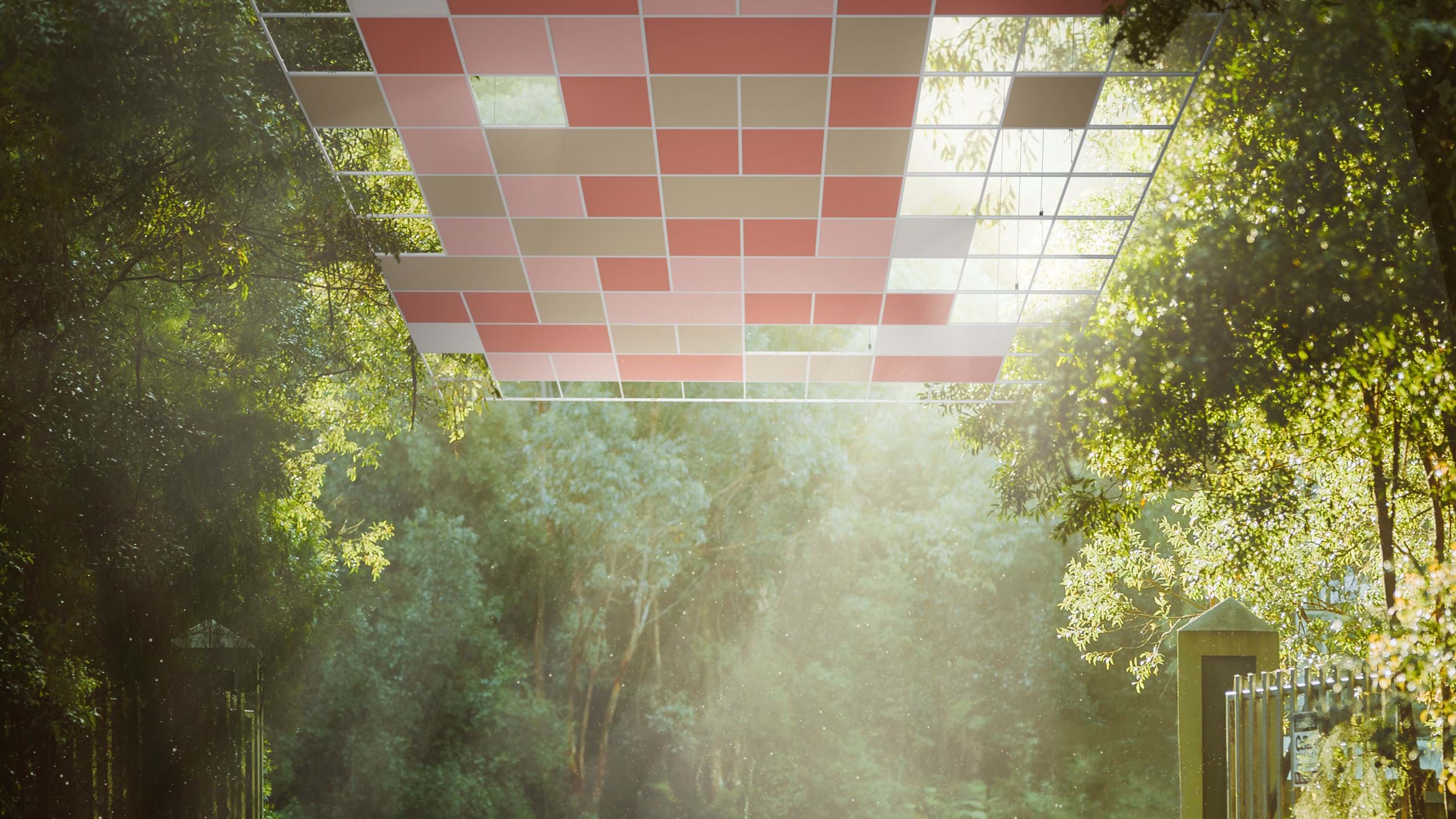 Man looking up at suspended ceiling in the sky