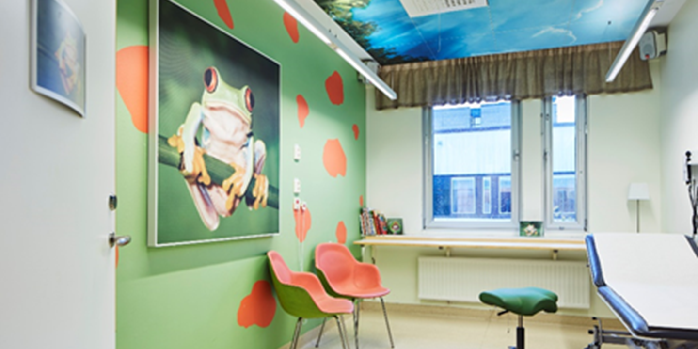 Colourful patient treatment room