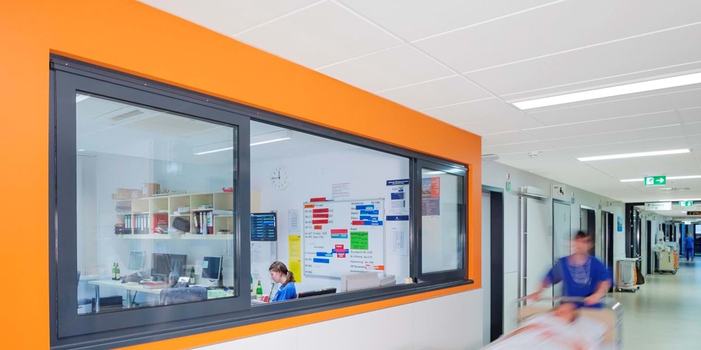 Staff working in a corridor