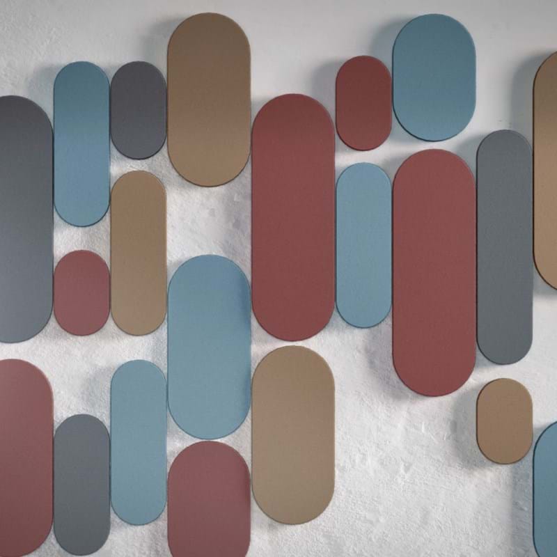 Ovale Akustik-Wandpaneele in verschiedenen Farben