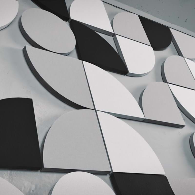 Akustik-Wandpaneele in verschiedenen Formen und Farben