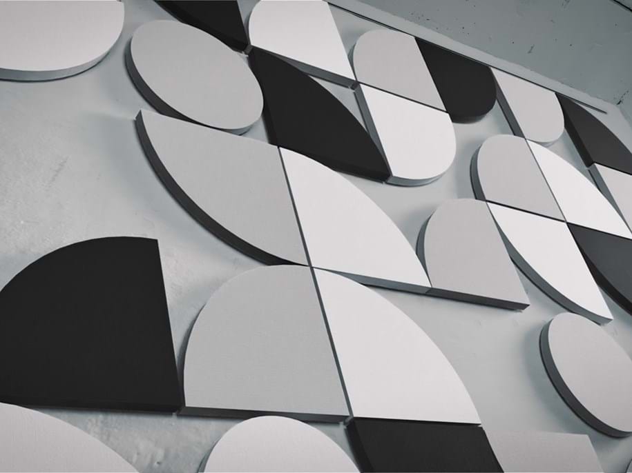 Acoustic wall panels in different shapes and colours