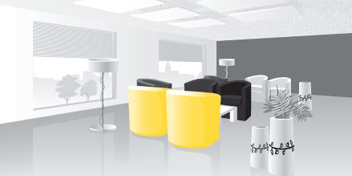 Illustration of room with acoustic islands