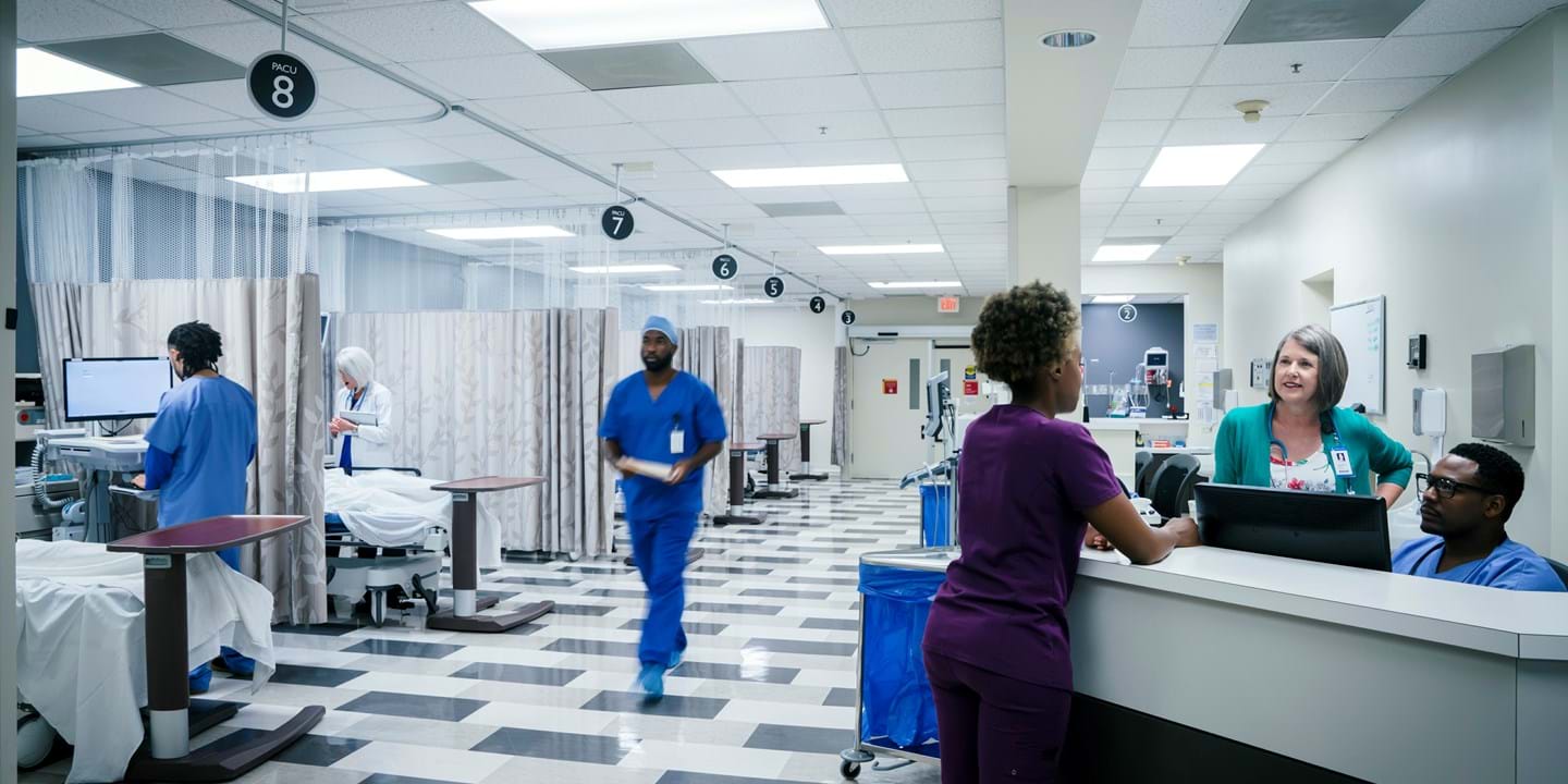 Doctors and nurses in ward